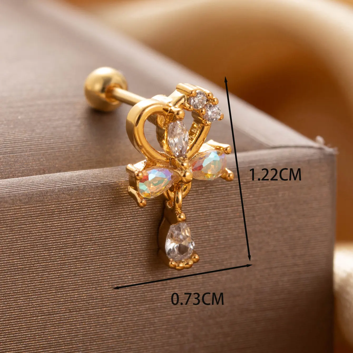 1 Piece Simple Series Classic Heart Titanium Steel  18K Gold Plated Zircon Women's Dangle Earrings h5 